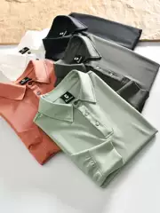 Close Your Eyes and Buy It! Corn-Patterned, Soft, Highly Elastic, Breathable, Spring/Summer Men's Fashionable Casual Long-Sleeve Polo Shirt with a Turn-Down Collar T-Shirt