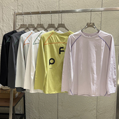 渠道好货 T恤潮 男女撞色明辑线字母速干长袖 户外山系情侣款 秋季