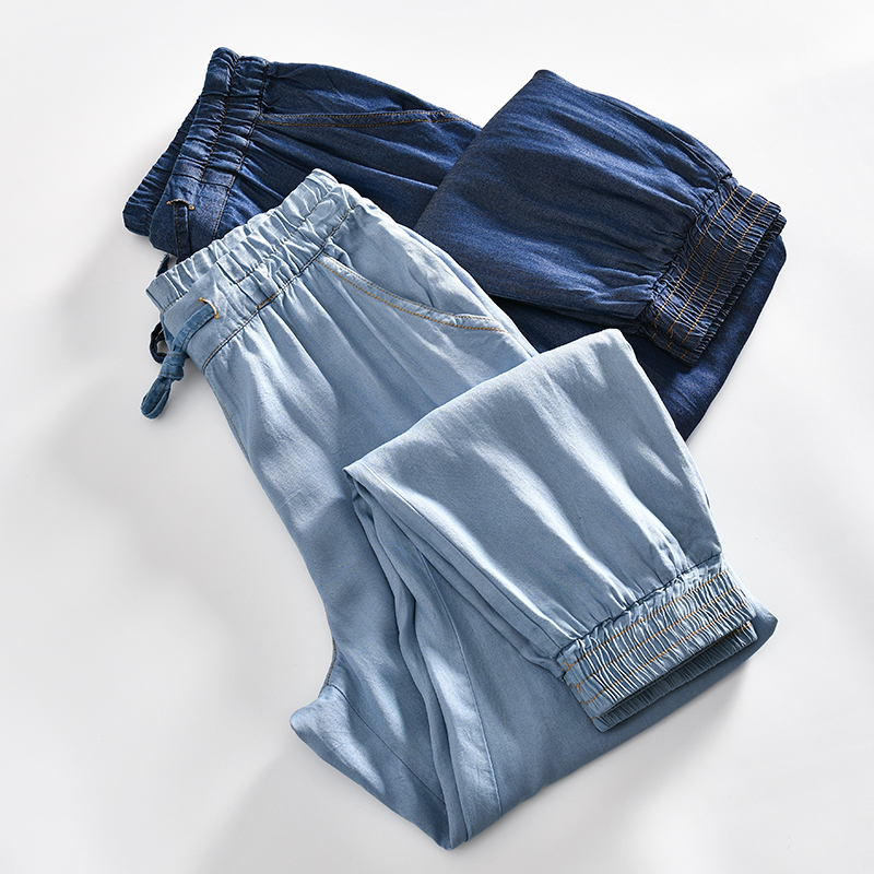 夏季轻薄柔软水洗束脚休闲牛仔裤