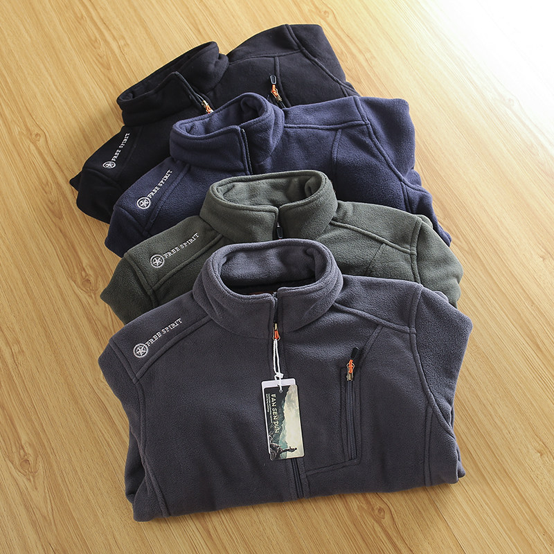 暖和又舒适！细腻摇粒绒外贸男装尾货秋冬加厚羊羔绒立领夹克外套,男装,夹克,淘宝优惠券,粉丝福利购,淘宝优惠卷