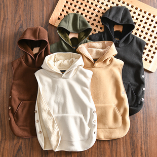 秋冬情侣加绒连帽马甲背心外套潮 外贸男士 叠穿神器 软糯摇粒绒