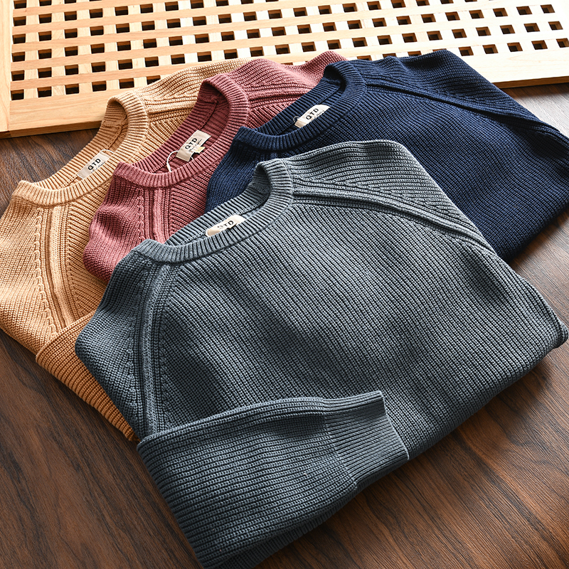 重磅全棉套图圆领毛衣