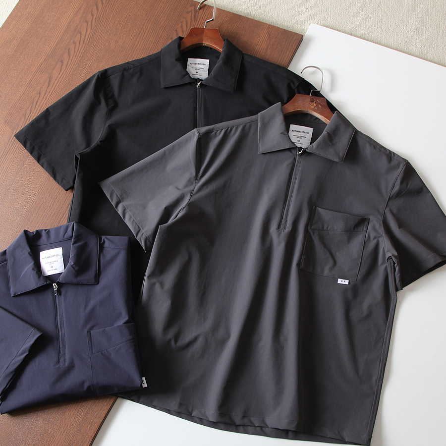 户外机能！清爽速干！ 外贸男装夏季休息宽松半拉链短袖T恤POLO衫