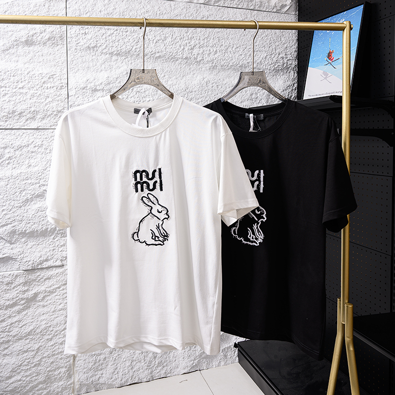 3D兔子刺绣OZ廓形休闲短袖T恤衫