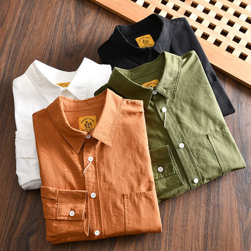 纯棉长袖衬衫休闲百搭男