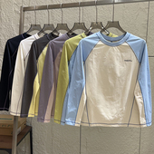 透气速干运动长袖 山系户外 T恤潮 新品 男女同款 撞色插肩袖 秋季