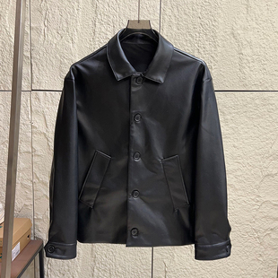 走欧美单！复古痞帅！春季新品男士时尚休闲翻领pu皮衣夹克外套潮