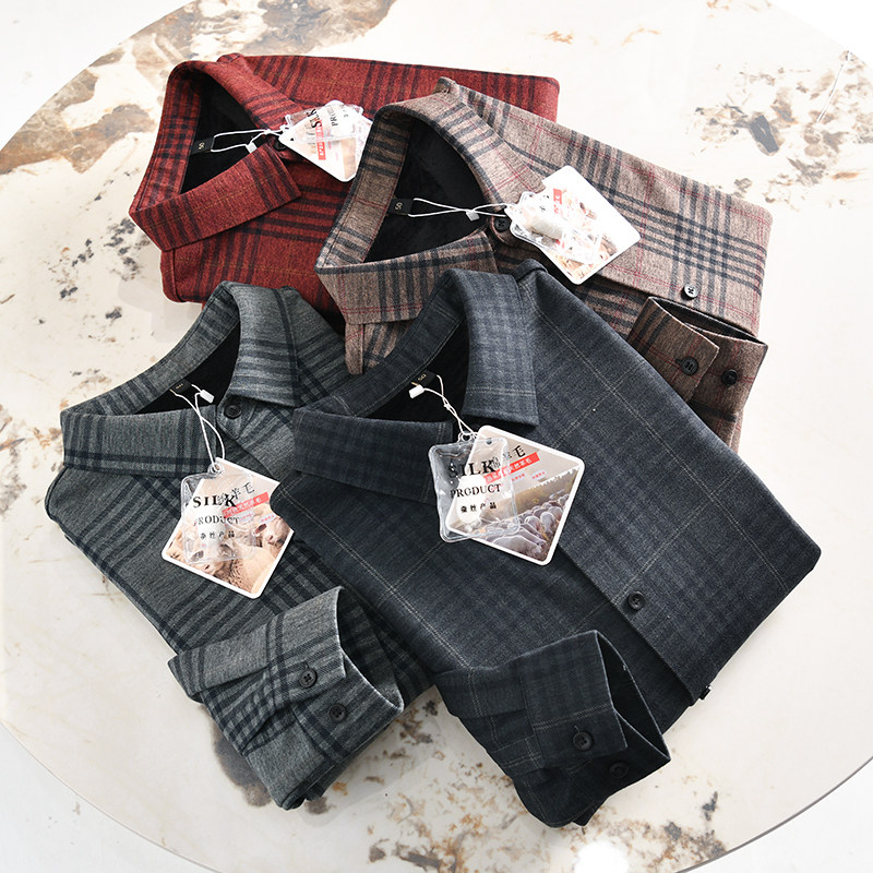 绵羊毛混纺商务休闲翻领长袖衬衫