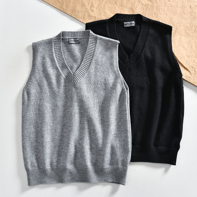 秋冬柔软高克重纱线V领针织背心