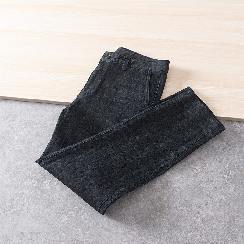 重工水洗休闲百搭直筒长裤牛仔裤