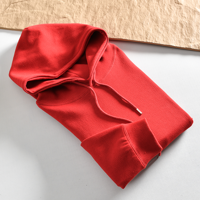 柔软亲肤时尚休闲红色纯色卫衣