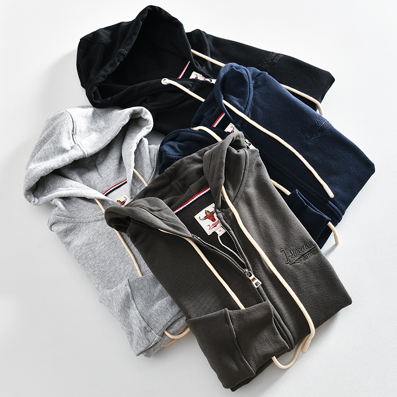 HK订单!重磅水洗毛圈棉!秋季新品男士百搭运动休闲连帽开衫卫衣