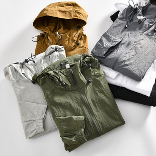 夏季 UPF50 外贸男装 高倍凉感 休闲连帽防晒皮肤衣潮 轻薄透气