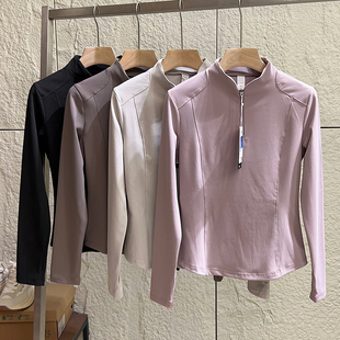 半拉链长袖 户外机能风 锁温一体绒 秋冬女士立领修身 T恤打底衫