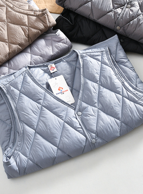 高性价比！轻盈绗缝夹棉！秋冬外贸男士纯色百搭菱形格保暖棉马甲