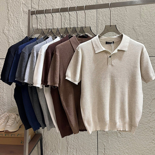 老钱风凉感透气翻领针织POLO衫