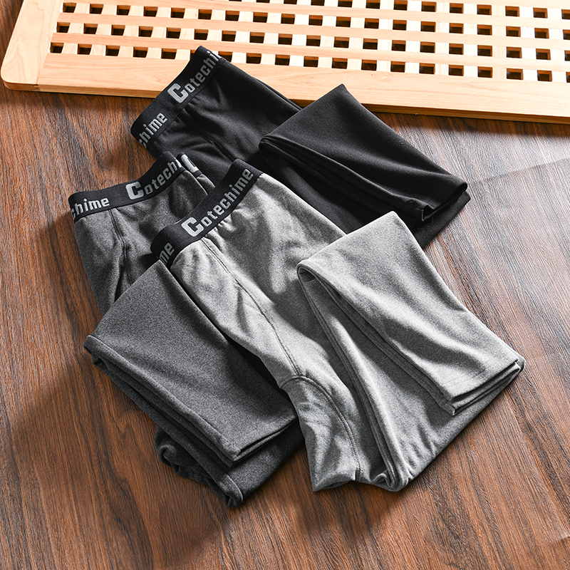 男士双面德绒字母松紧腰保暖裤