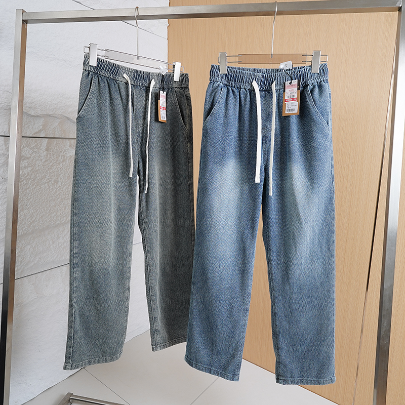 松紧腰宽松舒适百搭牛仔休闲裤