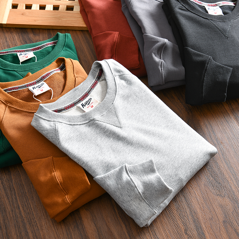 男士休闲宽松复古圆领套头卫衣