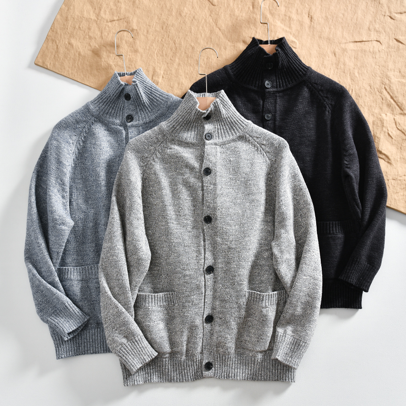 羊毛混纺舒适百搭立领针织开衫