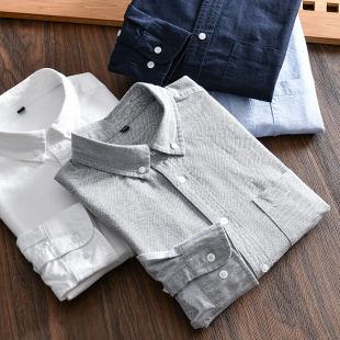 口碑福利！全棉牛津纺！外贸男士新款基础百搭口袋休闲长袖衬衫潮