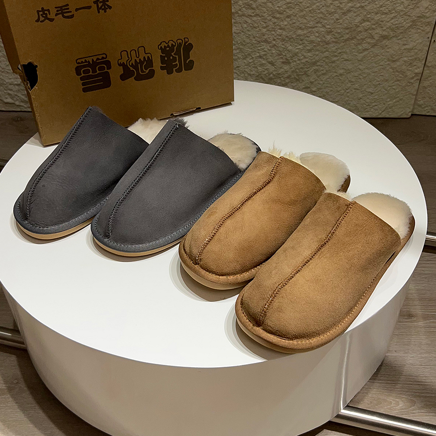 羊皮毛一体！男女情侣款！冬季加厚保暖舒适防滑包头室内居家拖鞋