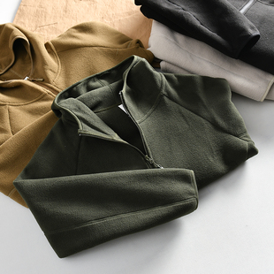 连帽休闲开衫 日系小众 秋冬男士 外贸尾货 卫衣外套 双面摇粒绒