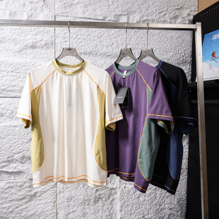 男女外贸抗菌宽松撞色训练运动短袖 夏季 T恤 吸湿速干 城市户外