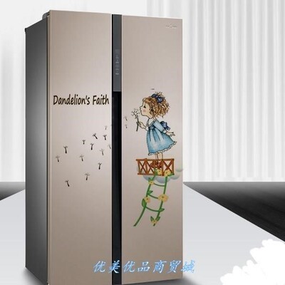 可爱墙面双门创意贴纸卡通人物冰箱衣柜创意装饰贴纸贴画双开门图片