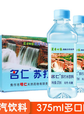 名仁苏打水375ml*12瓶装原味柠檬薄荷苏打水饮料6个柠檬风味饮料