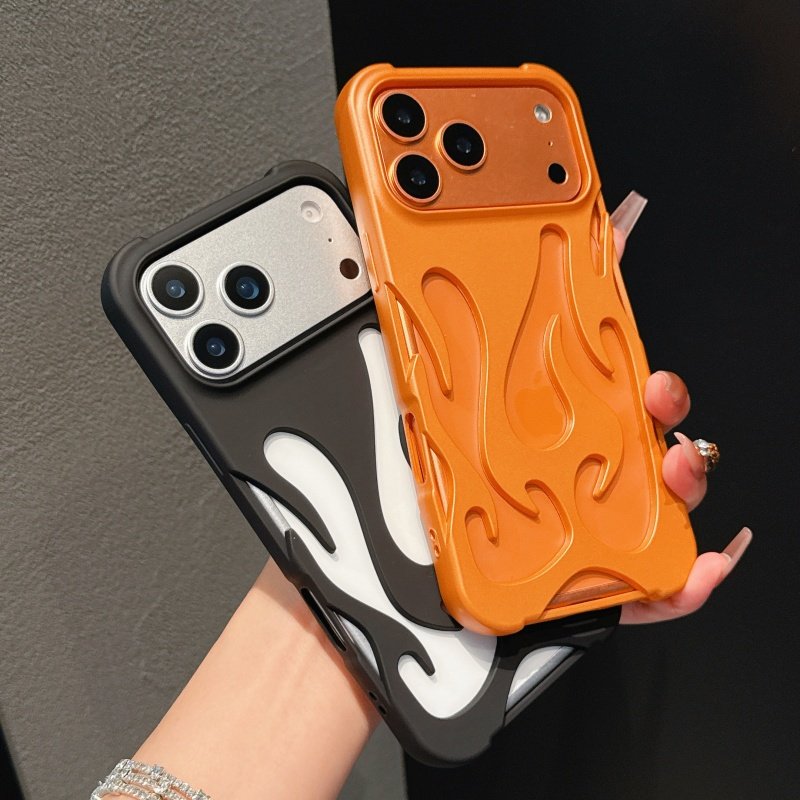适用苹果17promax手机壳iPhone16pro火焰镂空15plus散热14plus磨砂13哑光12全包11大孔防摔16plus保护套17air