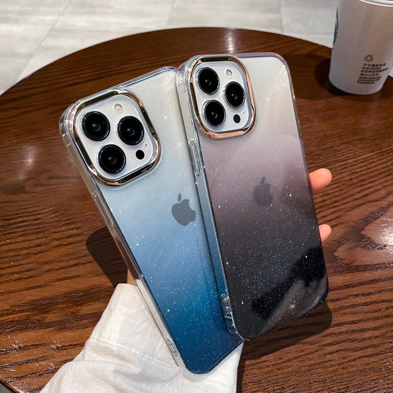 闪粉渐变壳iphone17手机壳16透明适用苹果14Promax气囊保护套防摔12高感15电镀全包闪钻简约秒贴膜个性创意13