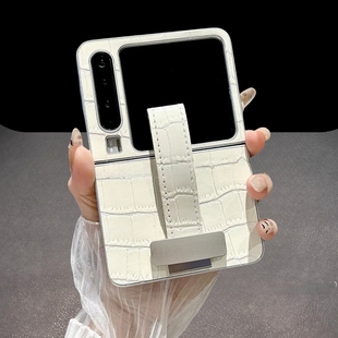 高级设计感复古鳄鱼皮纹腕带适用zflip6/5手机壳小米mixflip折叠屏华为pocket2/puraX时尚外壳荣耀V三星女n3