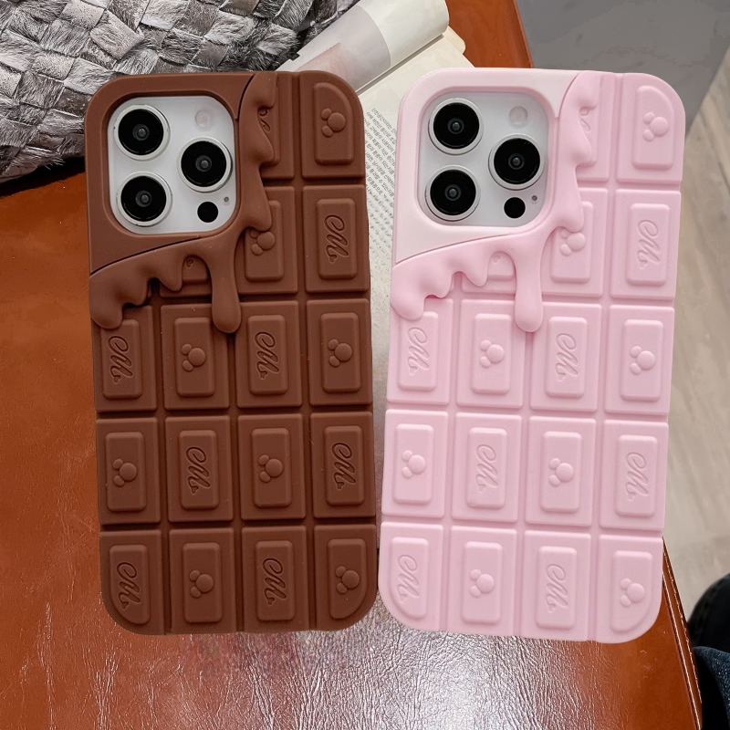 古早风立体硅胶巧克力适用苹果16手机壳iPhone15promax卡通15Pro全包软壳13创意14防摔套14Pro小众12女16趣味