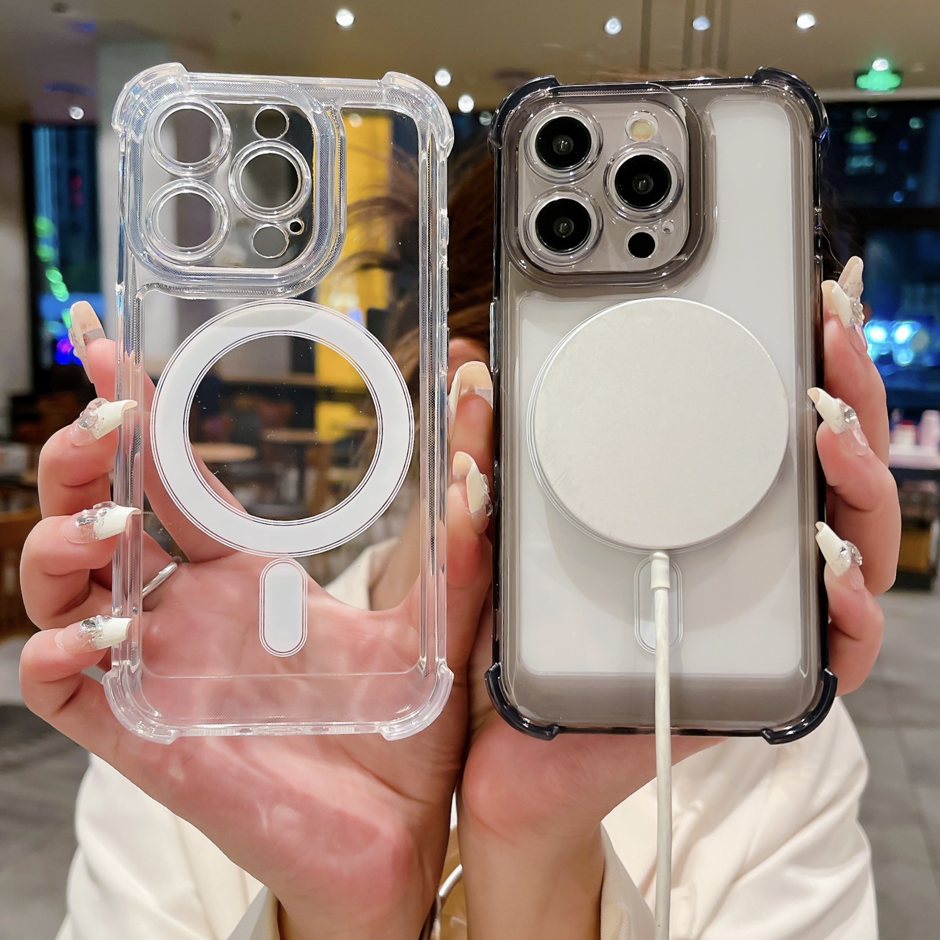 气囊磁吸适用iphone15pro手机壳新款13透明11苹果14plus硅胶防摔男女士max情侣套12女款14高级感不发黄保护全