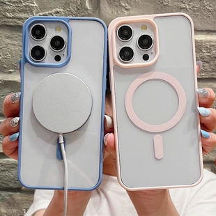 肤感磁吸钛金灰适用iphone13苹果16pro手机壳透明14防摔15无线充电magsafe保护套mini车载12亚克力xrs简约11