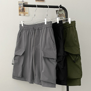 子百搭休闲五分中裤 日系古着街头多口袋工装 宽松阔腿裤 男夏季 短裤