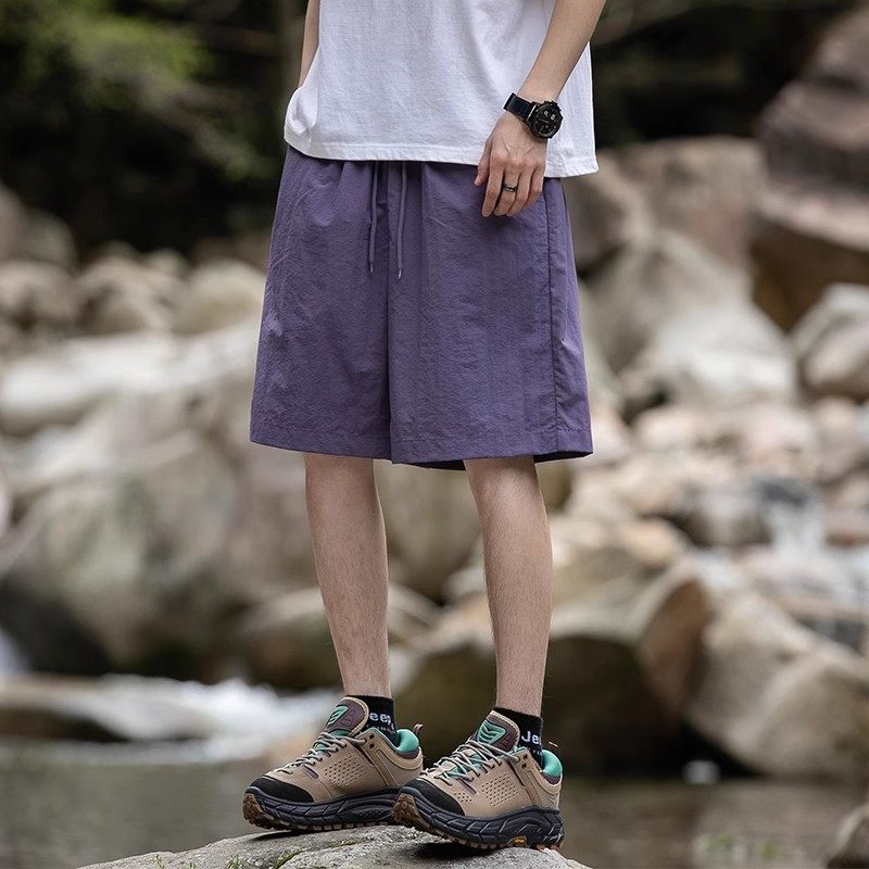 日系cityboy宽松短裤男夏季潮牌直筒纯色中裤冰丝速干薄款五分裤,男装,短裤,淘宝优惠券,粉丝福利购,淘宝优惠卷
