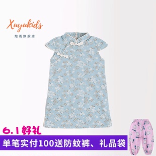 2020新款 盘扣碎花裙小女孩短袖 女童汉服旗袍中国风复古夏装 公主裙