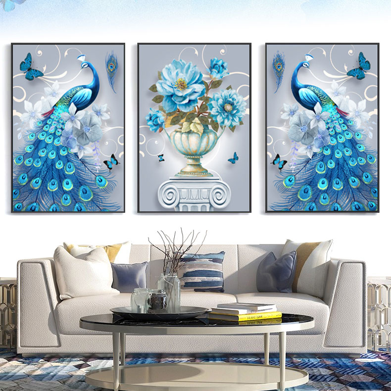 A painting 2021 New Year-Peacock Triptych a living room Full bore Cross stitch Stick drill Renovation Decorative painting 6in the Home Fabric , Stitch &amp; Tools Accessories , Cross Stitch Kit  category - from Buy2taobao.com to provide professional Taobao agent buy service