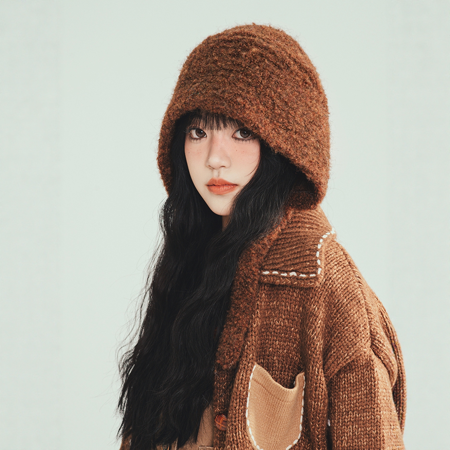 帽子女秋冬针织纯色毛线帽