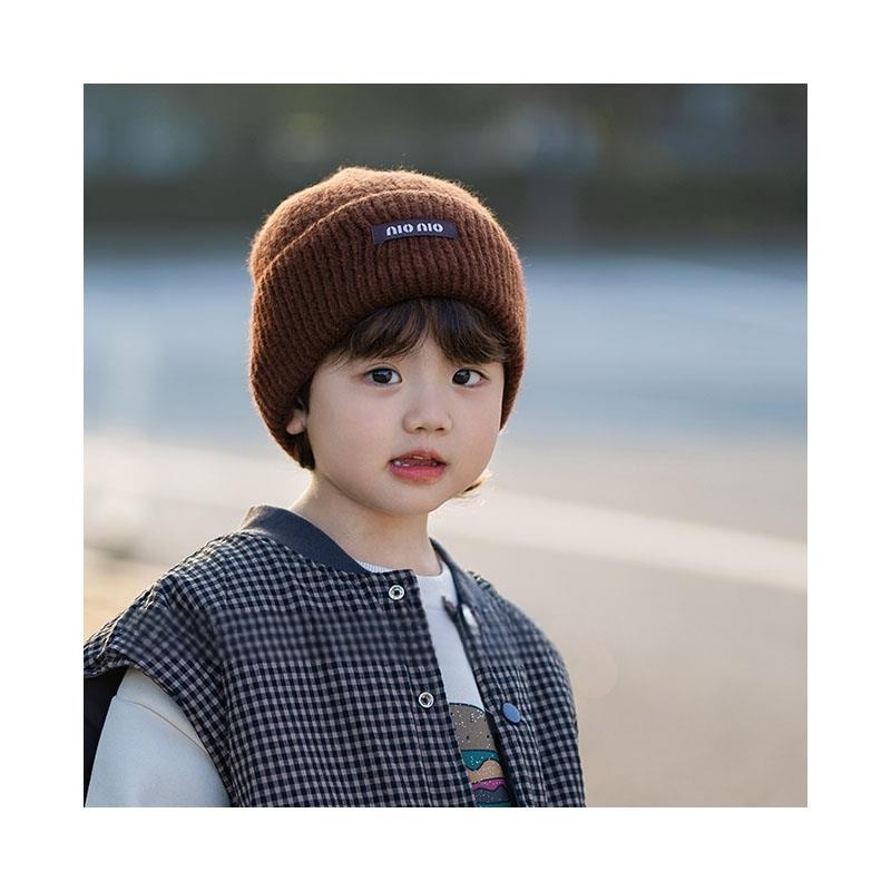 韩国宝宝毛线帽ins秋冬2025新款儿童针织保暖套头帽男童女童帽子
