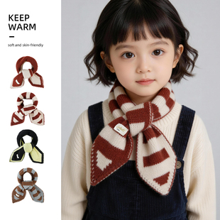 防寒可爱卡通韩系氛围感针织围巾儿童秋冬保暖三角巾软糯百搭围脖