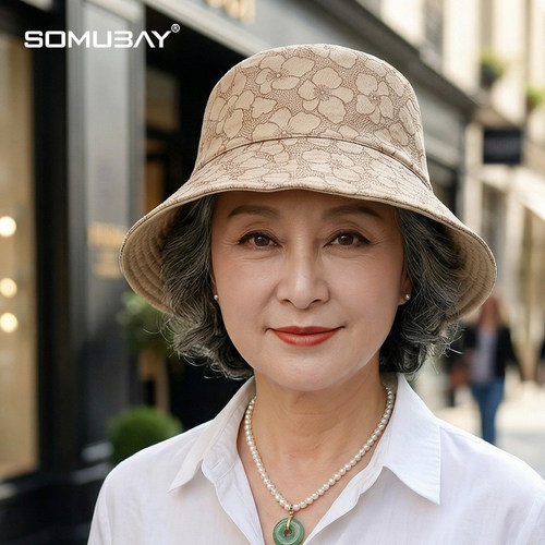 中老年妈妈夏季防晒双面渔夫帽子