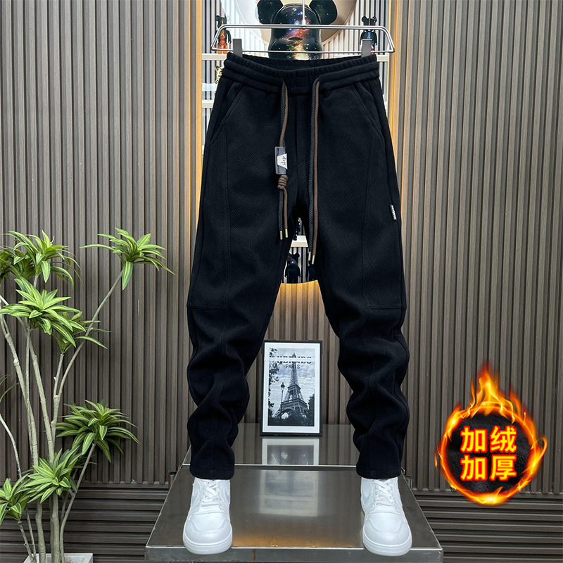 休闲裤秋冬男士韩版潮流运动长裤网红潮牌加绒加厚束脚卫裤男裤子