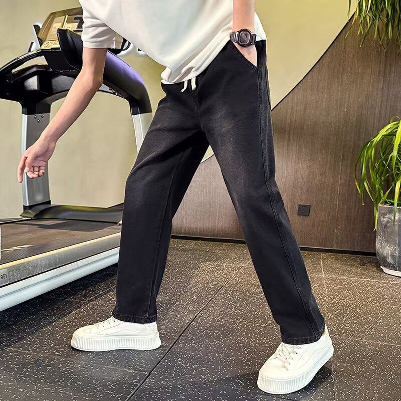 2025秋季黑色牛仔裤男潮牌宽松长裤美式修身直筒裤子男款vibe窄版