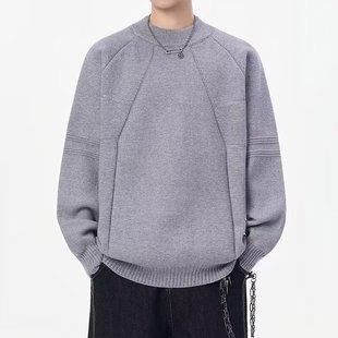 秋冬季高级感毛衣男款时尚潮牌上衣2025新款痞帅风保暖针织打底衫