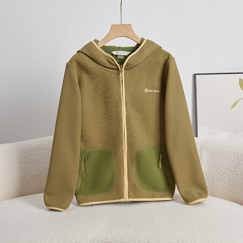 户外运动抓绒衣女款连帽开衫外套