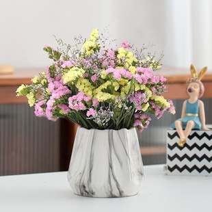 勿忘我花瓶天然干花陶瓷w北欧摆件小清新花束家居客厅摆设装 饰品