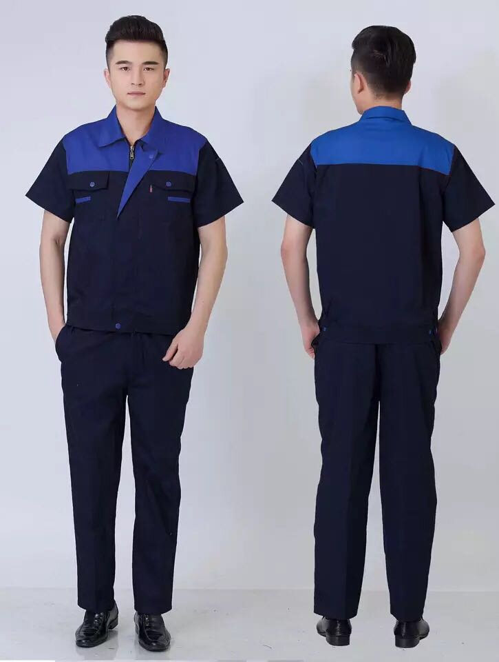 工作服套短袖y装夏季男女薄款定制耐磨工厂车间工人汽修上衣劳保